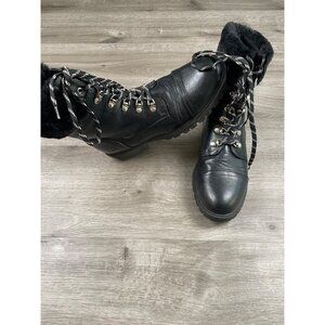 Forever 21  Ankle Boot Womens Size 8 Shoe Lace Up Faux Fur Bootie